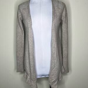 Maison 1.2.3 Paris Cashmere Cardigan M/L Womens Beige Ruffle Embellished Open